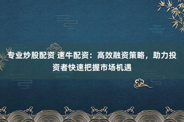 專業(yè)炒股配資 速牛配資：高效融資策略，助力投資者快速把握市場機遇
