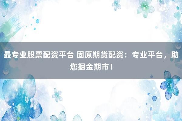 最專業(yè)股票配資平臺(tái) 固原期貨配資：專業(yè)平臺(tái)，助您掘金期市！