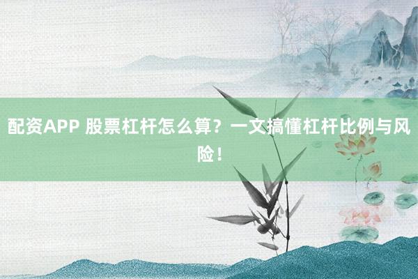 配資APP 股票杠桿怎么算？一文搞懂杠桿比例與風(fēng)險(xiǎn)！